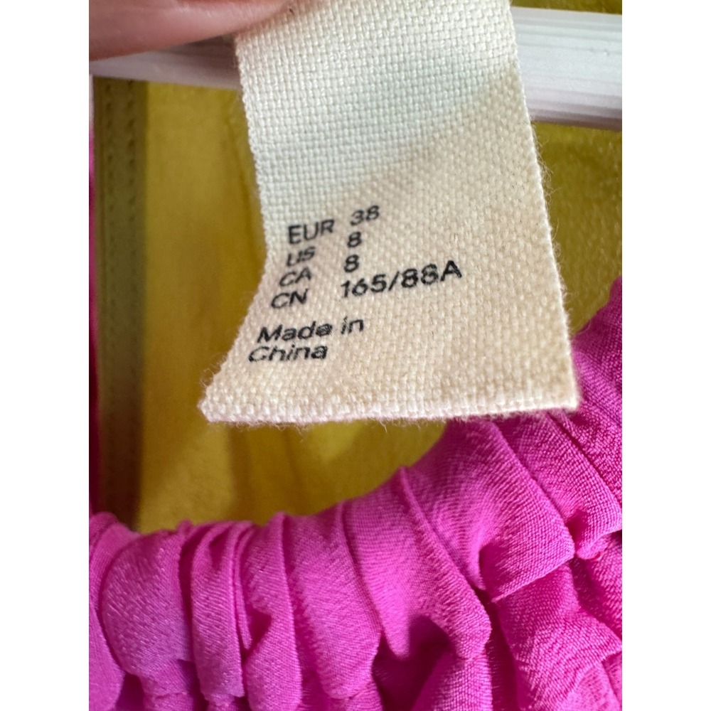 Marni for H&M %100 Silk Colorblock Top Sleeveless Bow Back Yellow Pink Size 8 - Picture 8 of 11